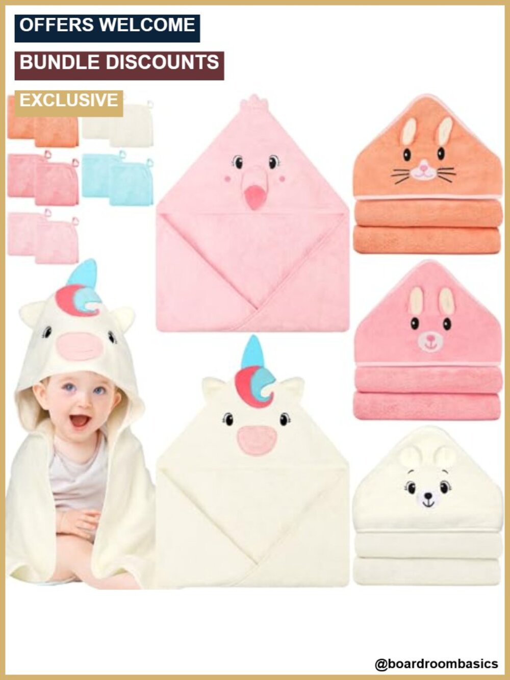 15-Piece Hooded Baby Towel Set Coral Fleece Bath Essentials